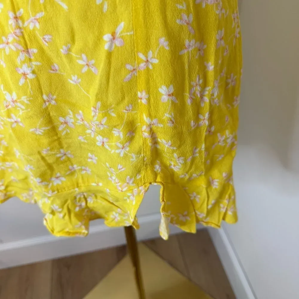 [Sophie Rue] Yellow Floral Ruffled Babydoll Mini Dress - Size Small